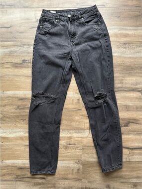 American Eagle Outfitters Black Distressed Relaxed Jeans US 00 Regular